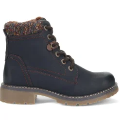 Soft-Cuffed Lace-Up Ankle Boots - Black
