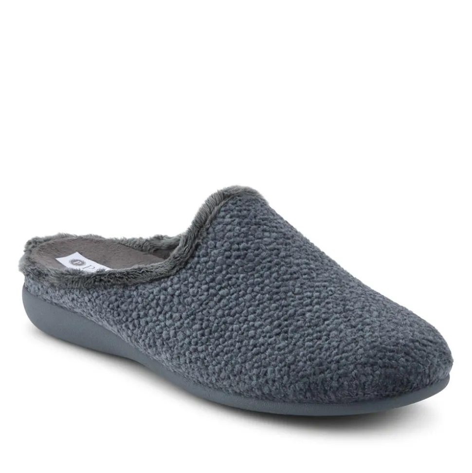 Soft Cushioning Mule Slippers With Grip Sole - Grey