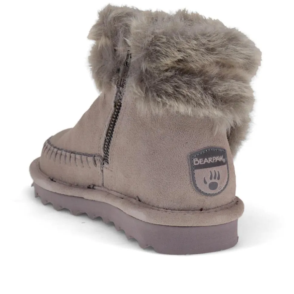 Soft Faux-Fur-Cuffed Ankle Boots - Grey Suede