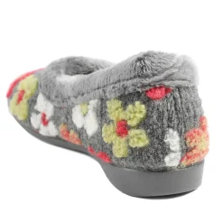 Soft Floral Full Slippers - Grey Multi