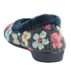 Soft Floral Full Slippers - Navy Multi