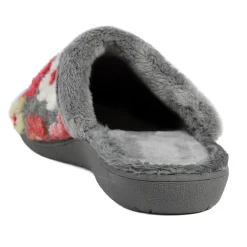 Soft Floral Mule Slippers - Grey Multi