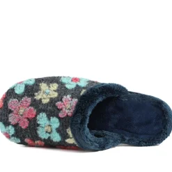 Soft Floral Mule Slippers - Navy Multi