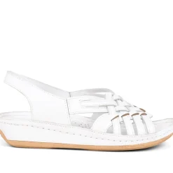 Soft Leather Slip-On Sandals - White