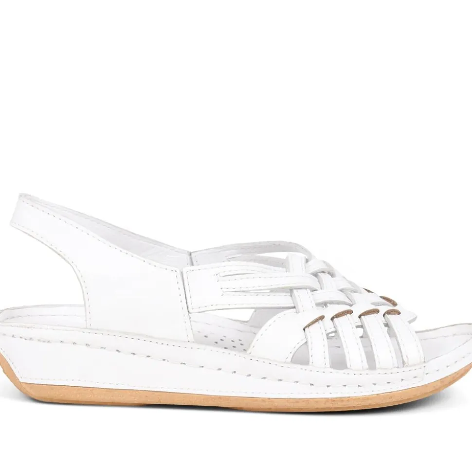 Soft Leather Slip-On Sandals - White