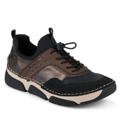 Sporty Lace-Up Trainers - Black Multi
