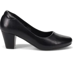 Stacked-Heel Court Shoes - Black