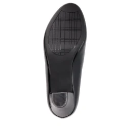 Stacked-Heel Court Shoes - Black Patent