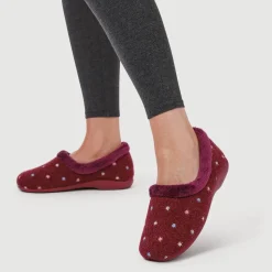 Star Pattern Full Slippers - Burgundy