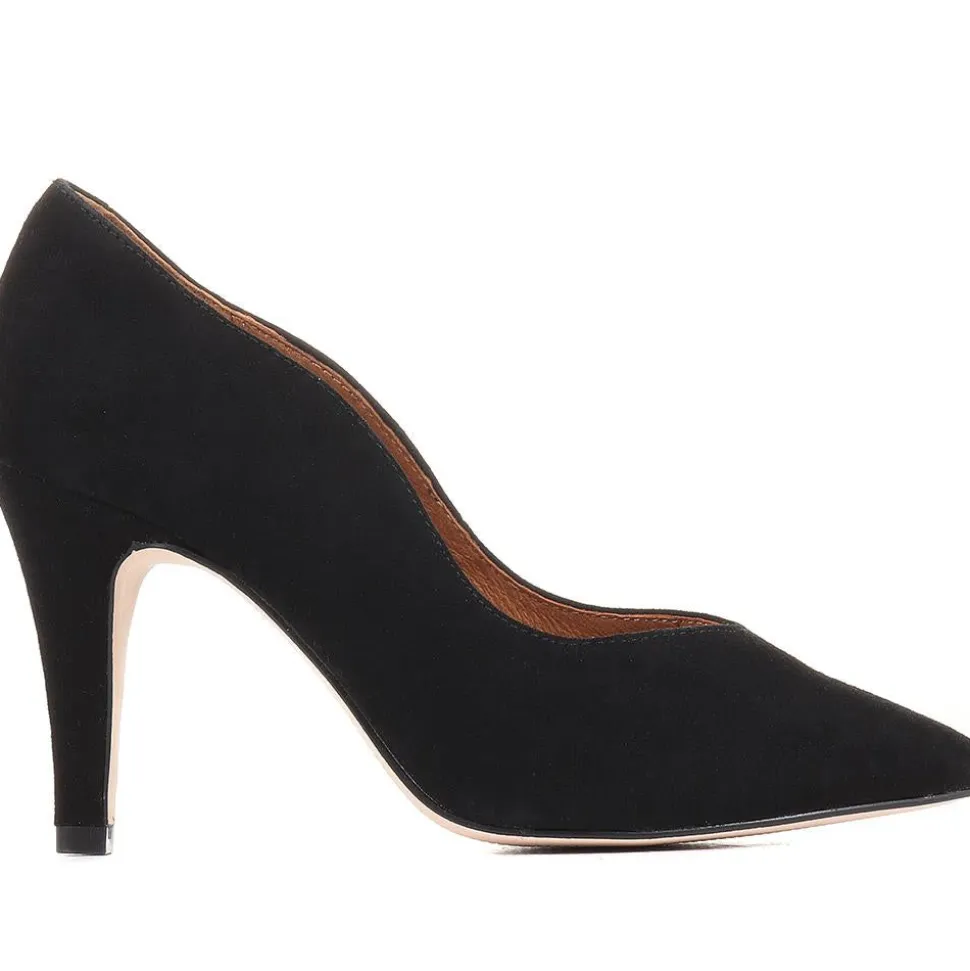 Stiletto Court Shoes - Black Suede