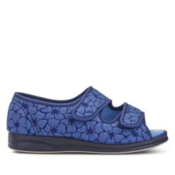 Strapped Memory Foam Slippers - Navy
