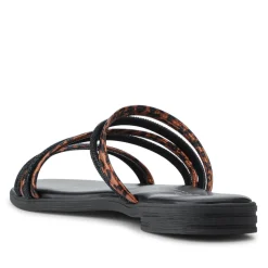 Strappy Cushioned Mules - Black Leopard