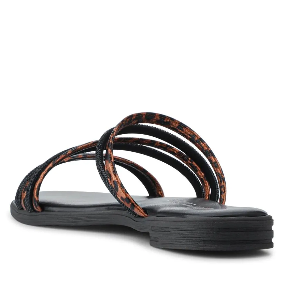 Strappy Cushioned Mules - Black Leopard