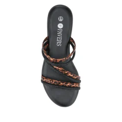 Strappy Cushioned Mules - Black Leopard