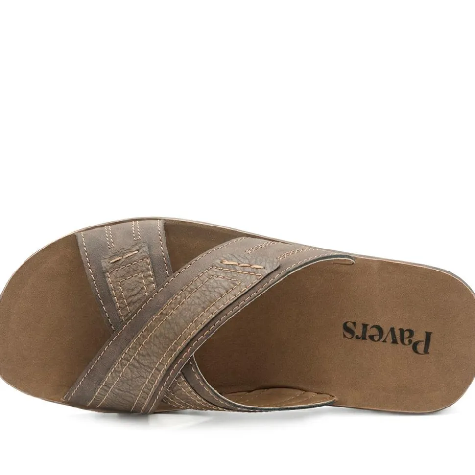 Strappy Cushioned Slip On Sandals - Brown