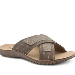Strappy Cushioned Slip On Sandals - Brown