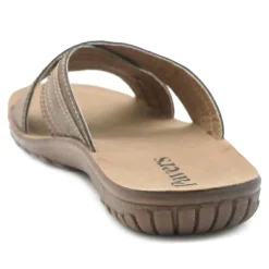 Strappy Cushioned Slip On Sandals - Brown