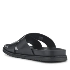 Strappy Leather Slides - Black