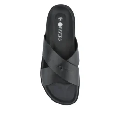 Strappy Leather Slides - Black
