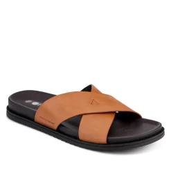 Strappy Leather Slides - Tan