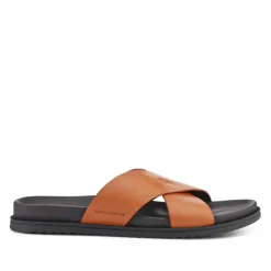 Strappy Leather Slides - Tan