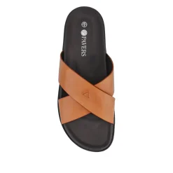 Strappy Leather Slides - Tan