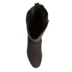Stretch Back Buckle Detail Long Boots - Black