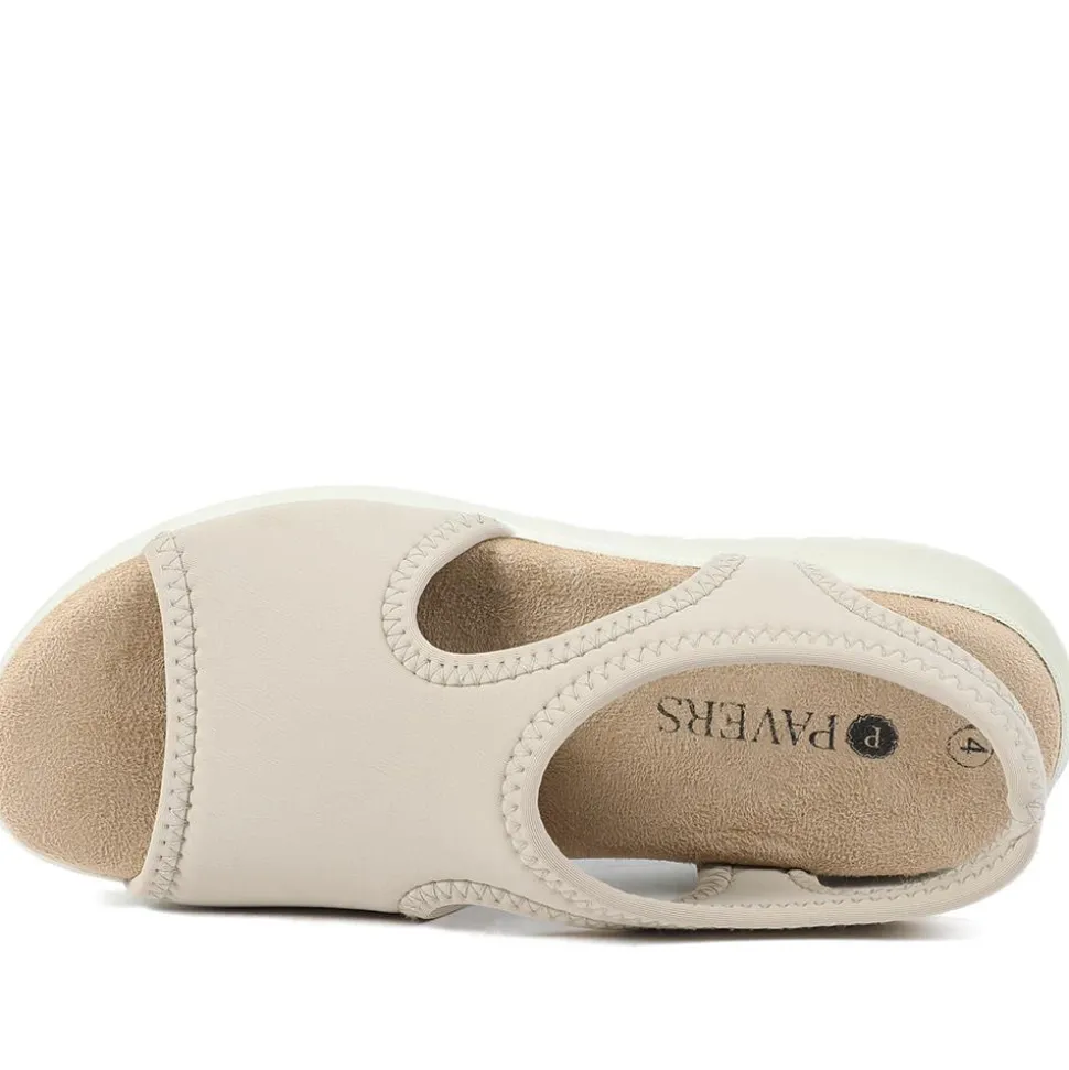 Stretch Comfort Sandals with Cushioned Insole - Beige