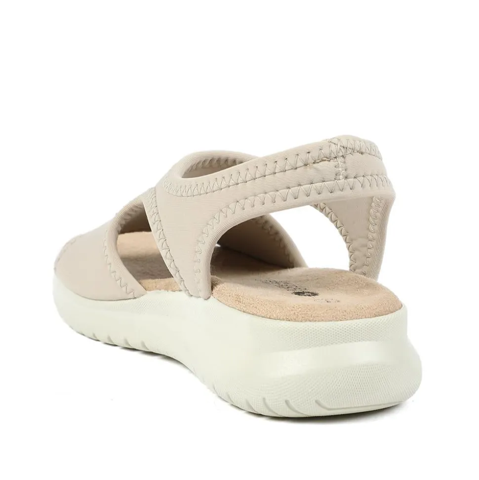 Stretch Comfort Sandals with Cushioned Insole - Beige