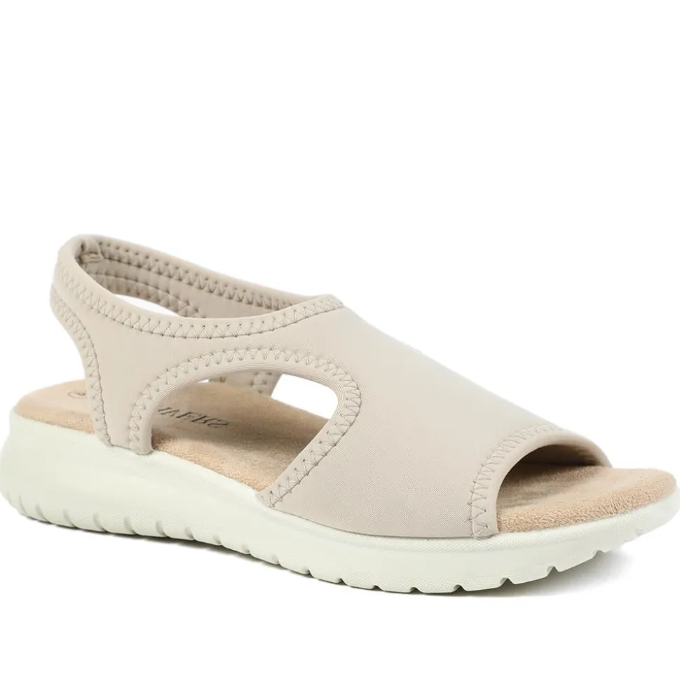 Stretch Comfort Sandals with Cushioned Insole - Beige