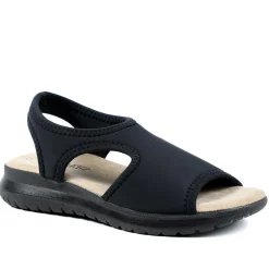Stretch Comfort Sandals with Cushioned Insole - Black