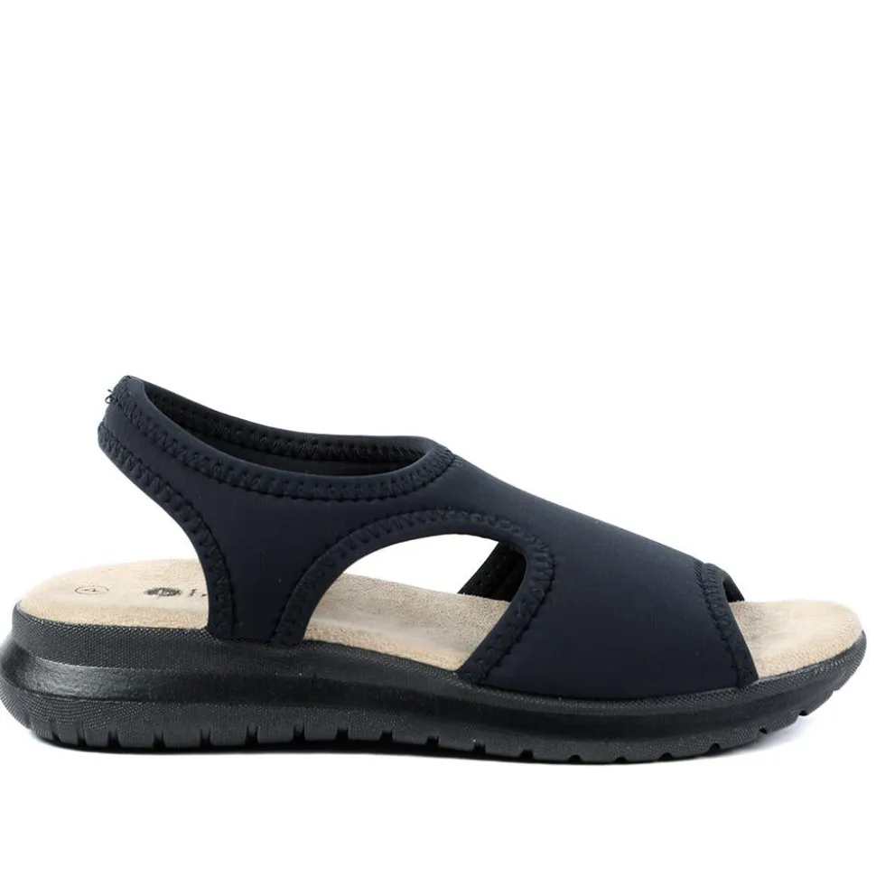 Stretch Comfort Sandals with Cushioned Insole - Black