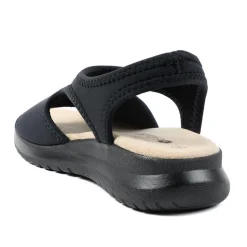 Stretch Comfort Sandals with Cushioned Insole - Black