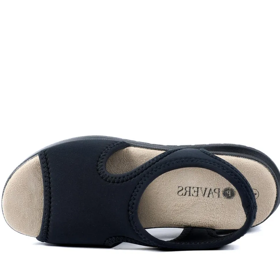 Stretch Comfort Sandals with Cushioned Insole - Black