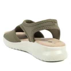 Stretch Comfort Sandals with Cushioned Insole - Khaki