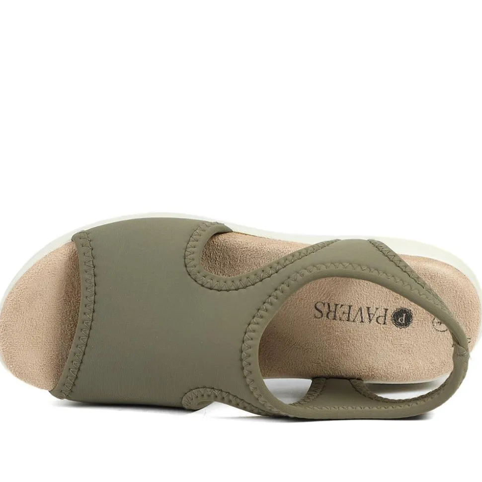 Stretch Comfort Sandals with Cushioned Insole - Khaki
