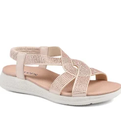 Stretch Fit Embellished Daily Sandals - Pink