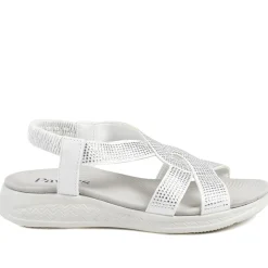 Stretch Fit Embellished Daily Sandals - White