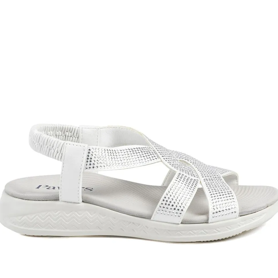 Stretch Fit Embellished Daily Sandals - White