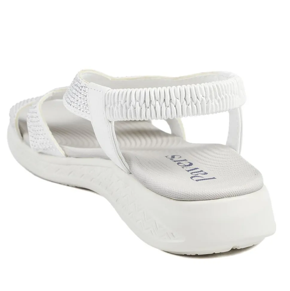 Stretch Fit Embellished Daily Sandals - White