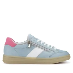 Striped Leather Trainers - Blue