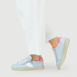 Striped Leather Trainers - Blue