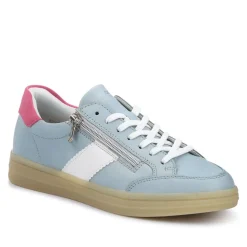 Striped Leather Trainers - Blue
