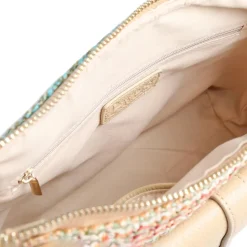 Stripey Cross-Body Bag - Beige Multi
