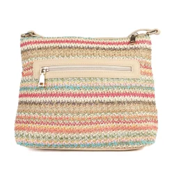 Stripey Cross-Body Bag - Beige Multi