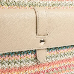 Stripey Cross-Body Bag - Beige Multi