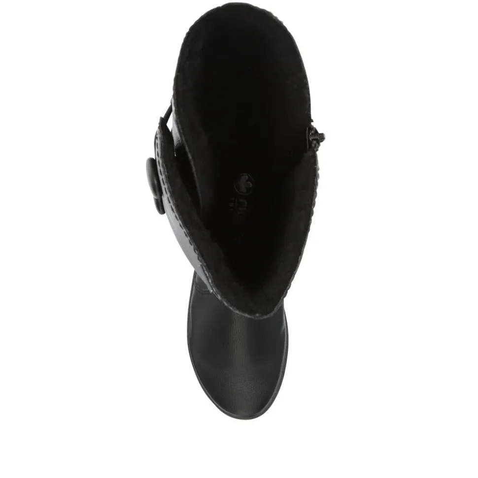 Stylish Heeled Long Boots - Black