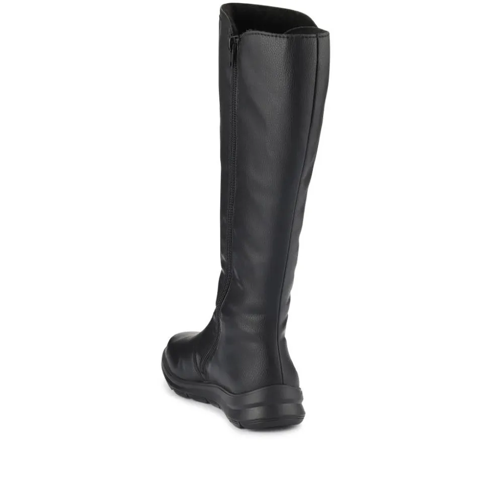 Stylish Heeled Long Boots - Black