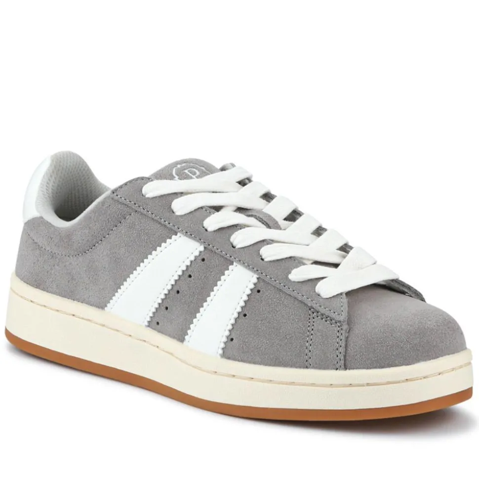 Suede Lace-Up Trainers - Grey