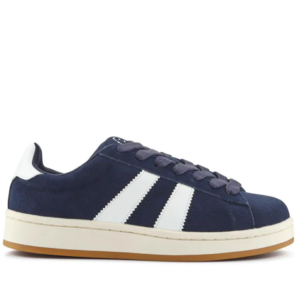 Suede Lace-Up Trainers - Navy